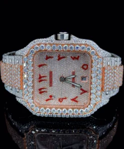 Cartier Rose White with Arabic Dial Diamond Watch