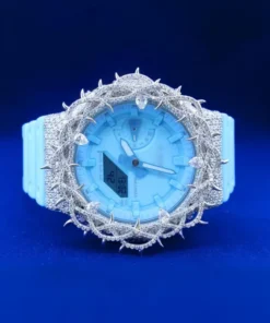 G-Shock With Full White Thrones Moissanite Diamond Watch