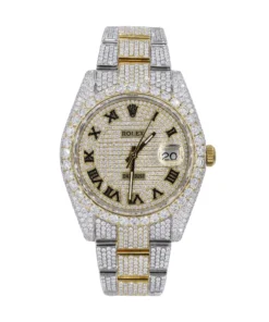DJ 41MM Moissanite Diamond Medium Stone Bezel Two-Tone Watch 22CT