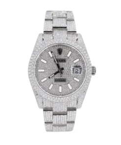 DJ 41MM Moissanite Diamond Two Row Stone Bezel Watch 22CT