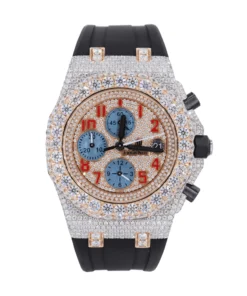 Stainless Steel 41MM Moissanite Diamond Watch 15CT