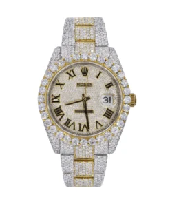 DJ 41MM Moissanite Diamond Big Stone Bezel Two-Tone Watch 22CT