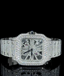 Cartier Full White With Skeleton Dial Moissanite Diamond Watch
