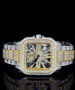 Cartier Two-Tone With Skeleton Dial Moissanite Diamond Watch