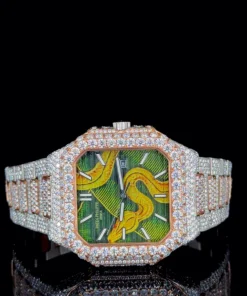 Patek Philippe Rose White With Snake Dial Moissanite Diamond Watch