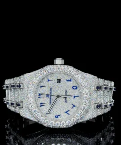 AP Full White & Bule Ruby With Blue Arabic Dial Moissanite Diamond