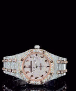 AP Rose White With Arabic Dial Moissanite Diamond Watch