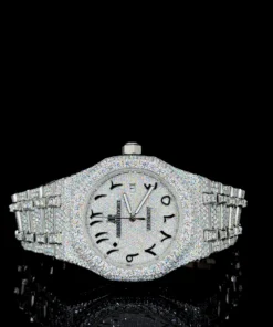 AP Full White Arabic Dial Moissanite Diamond Watch