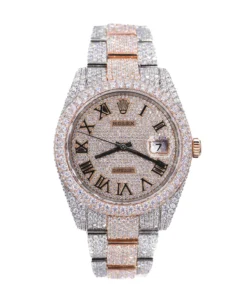 DJ Two-Tone Rose Gold Roman Numerals 41MM Moissanite Diamond Watch 22CT