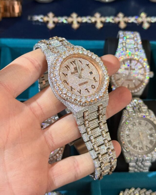 moissanite skeleton watch